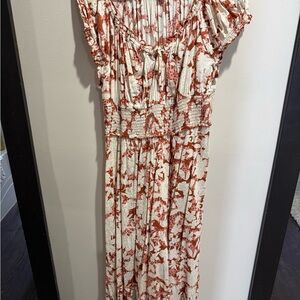 Old Navy Rust and Cream Floral Maxi Dress